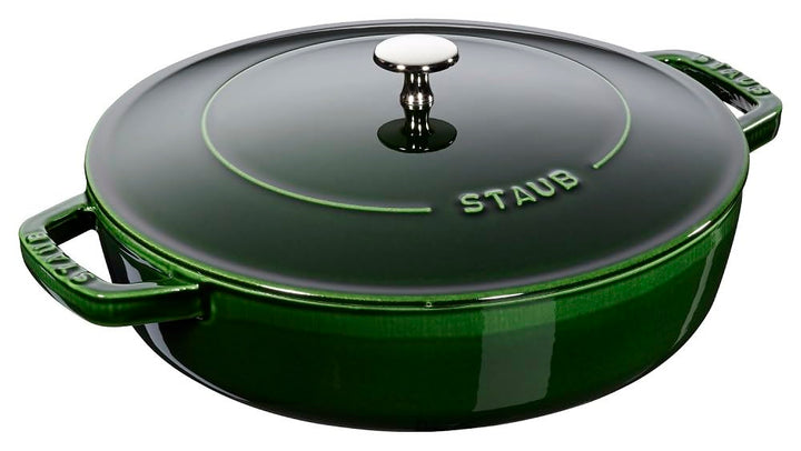 STAUB Gusseisen Bräter, Chistera Tropfenstruktur im Deckel, Rund 24 cm, 2,5 L, Basilikumgrün Basilik