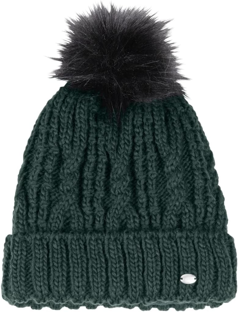 PIKEUR Damen Mütze mit Fell-Imitat-Bommel Herbst/Winter 2021 55 Middle Grey, 55 Middle Grey
