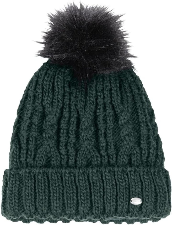 PIKEUR Damen Mütze mit Fell-Imitat-Bommel Herbst/Winter 2021 55 Middle Grey, 55 Middle Grey