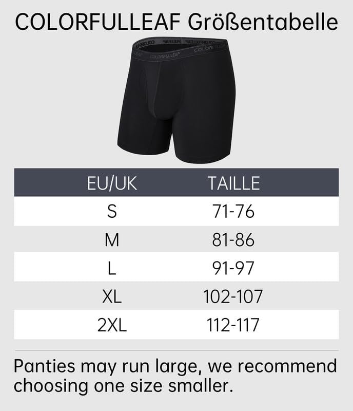 COLORFULLEAF Bambus Boxershorts Herren Langes Bein Superweich Unterhosen Männer Stretch Unterwäsche