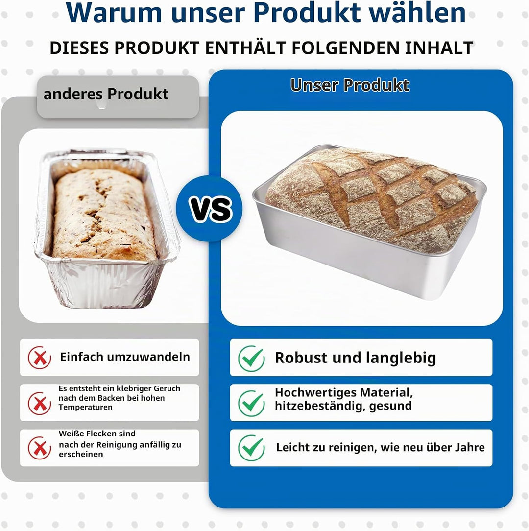 Kastenform 5er-Set, Edelstahl Brotbackform, Rechteckig Toastbrot Backform Kastenbackform für Saftige