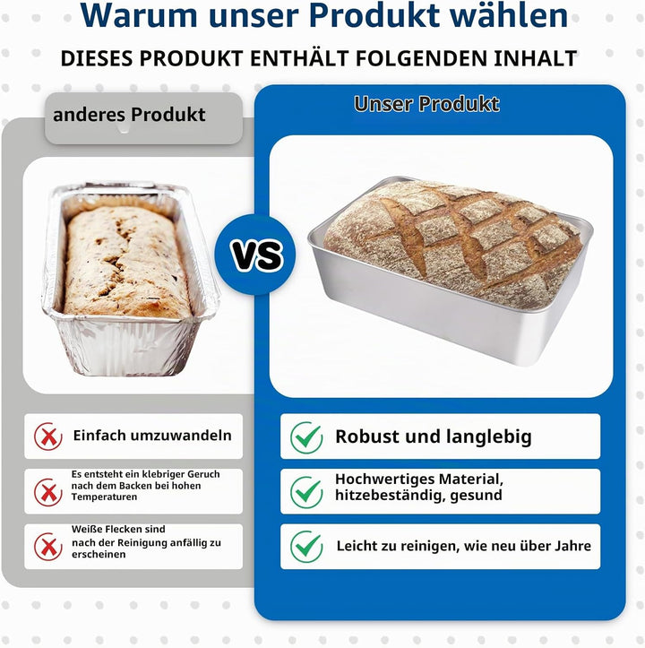 Kastenform 5er-Set, Edelstahl Brotbackform, Rechteckig Toastbrot Backform Kastenbackform für Saftige