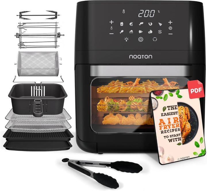 Noaton A120 Ultra Pro Heissluftfritteuse 12L, Fritteuse ohne Öl, Inklusive Rezeptbuch und 26 cm Küch