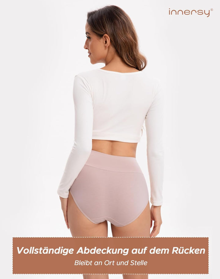 INNERSY Unterhosen Damen Baumwolle Stretch Slips Hohe Taille Weiche Unterwäsche Frauen 5er Pack XXL