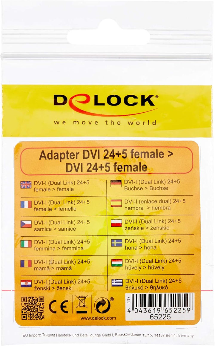 Delock Adapter DVI 24+5 Buchse > DVI 24+5 Buchse