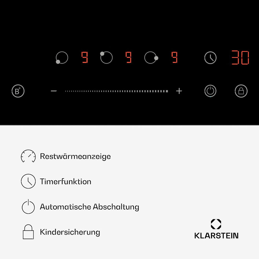 Klarstein Delicatessa Induktionskochfeld - 3-Zonen Einbau-Induktionskochplatte, 6600W mit Boostern,