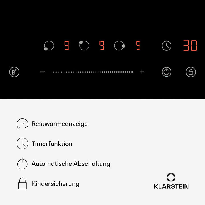 Klarstein Delicatessa Induktionskochfeld - 3-Zonen Einbau-Induktionskochplatte, 6600W mit Boostern,