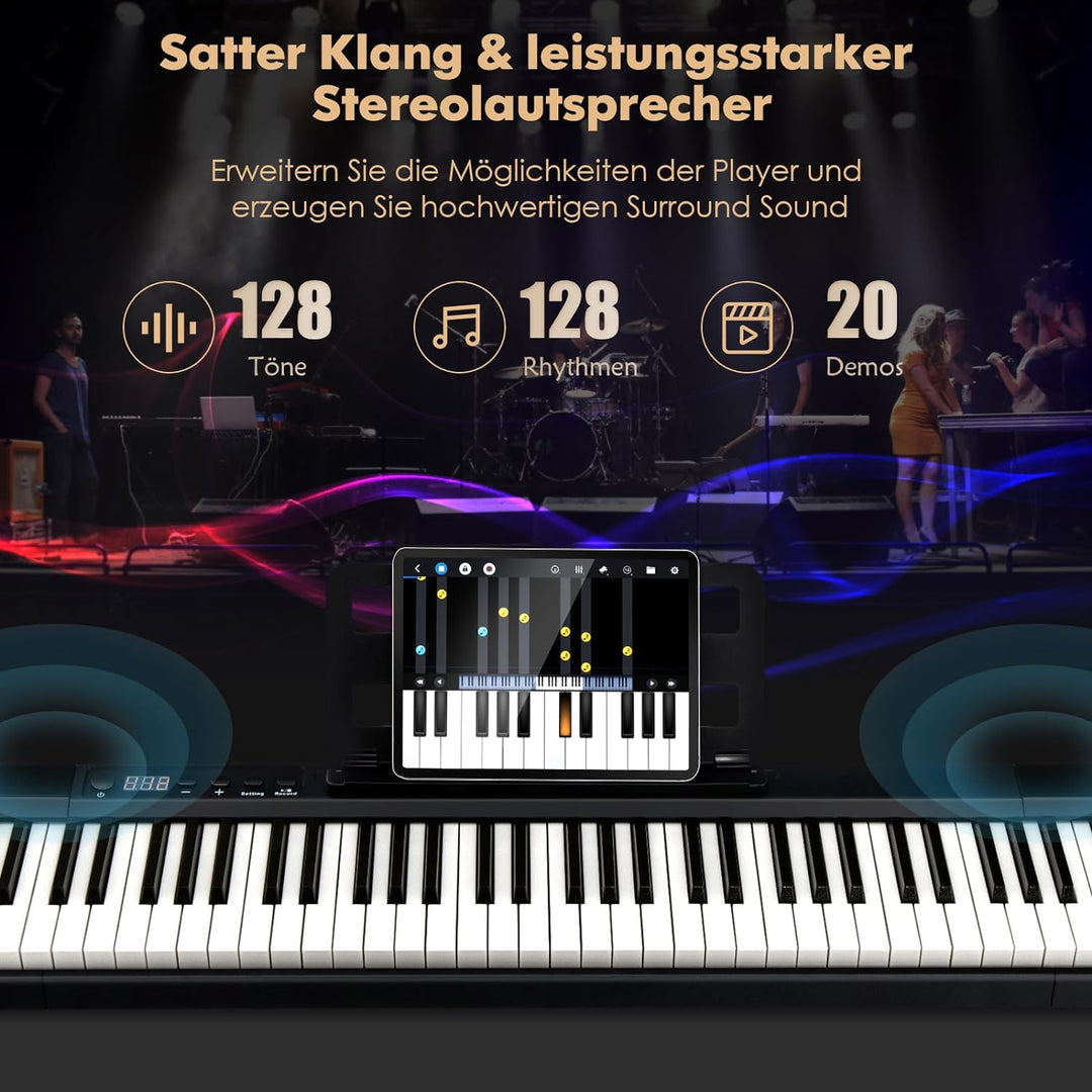 GOPLUS Digitalpiano mit 88 Tasten, Keyboard in voller Grösse, Tragbares E-Piano mit Tasche, Halteped