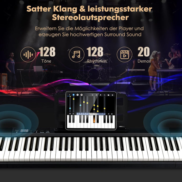 GOPLUS Digitalpiano mit 88 Tasten, Keyboard in voller Grösse, Tragbares E-Piano mit Tasche, Halteped