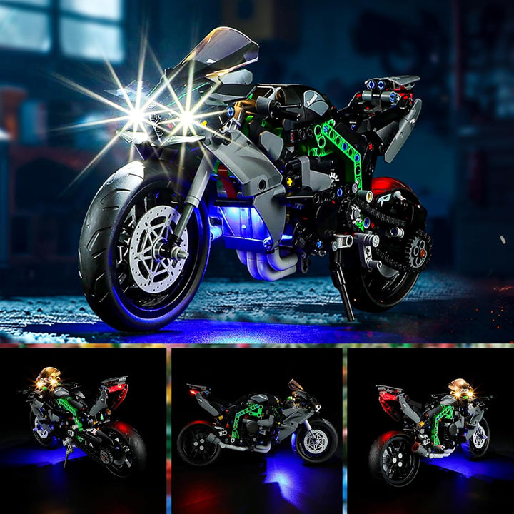 YEABRICKS LED Licht für Lego-42170 Technic Kawasaki Ninja H2R Motorrad Bausteine Modell (Lego Set Ni