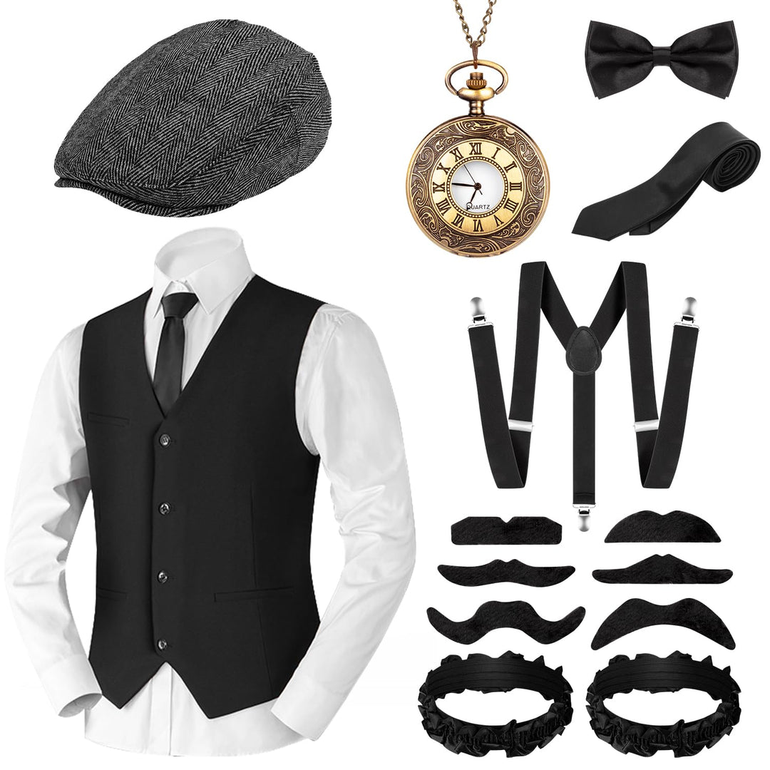 20er Jahre Kostüm Herren, Faschingskostüme Männer, Mafia Karneval Kostüm Herren, 20er Jahre Accessoi