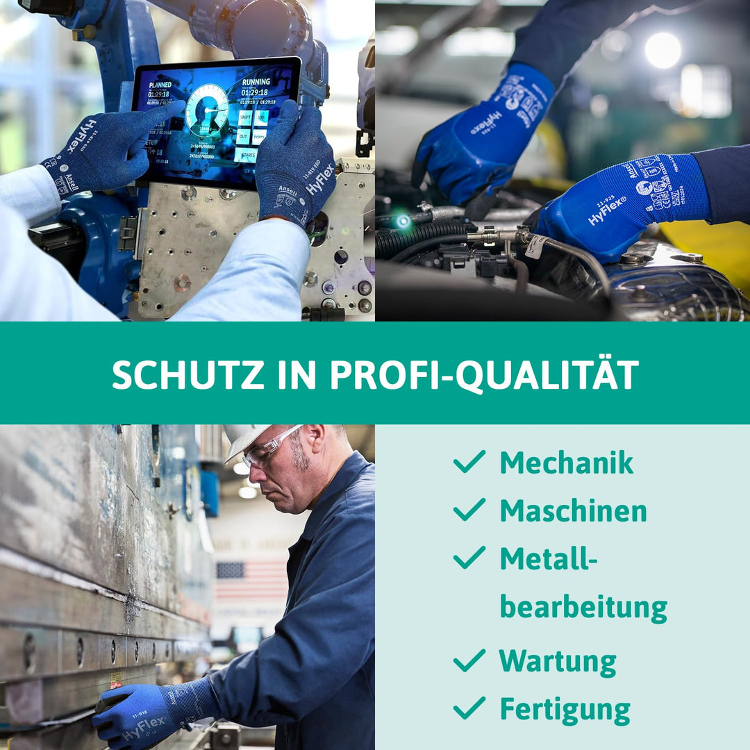 Ansell HyFlex 11-925 Ölabweisenden Arbeitshandschuhe, Rutschfeste Nitril-Beschichtung, Wasserdichte