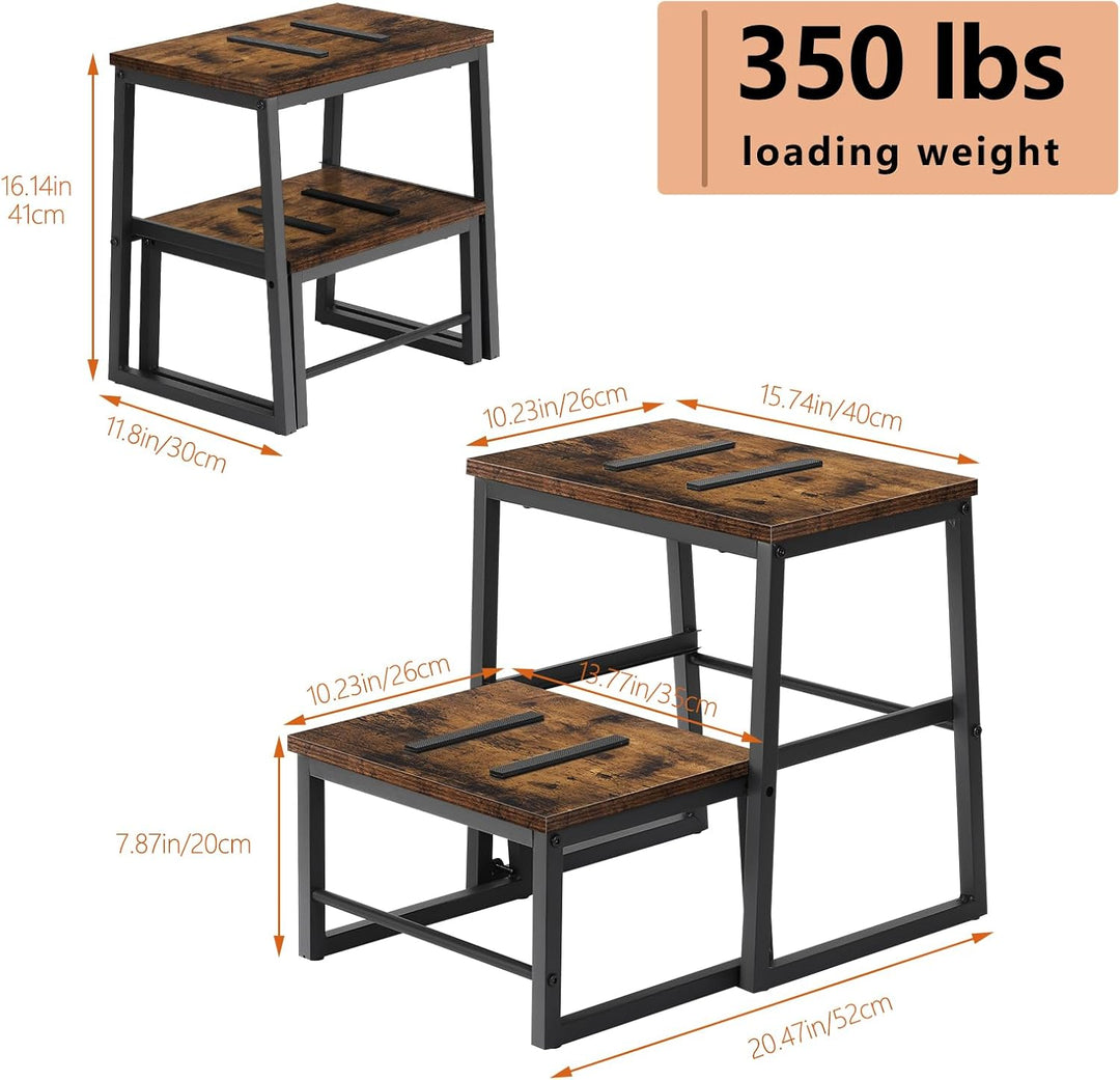 LIANTRAL 2 in 1 Tritthocker für Erwachsene Kinder, 2 Stufen hölzerner Hocker mit 160 kg Tragkraft, M