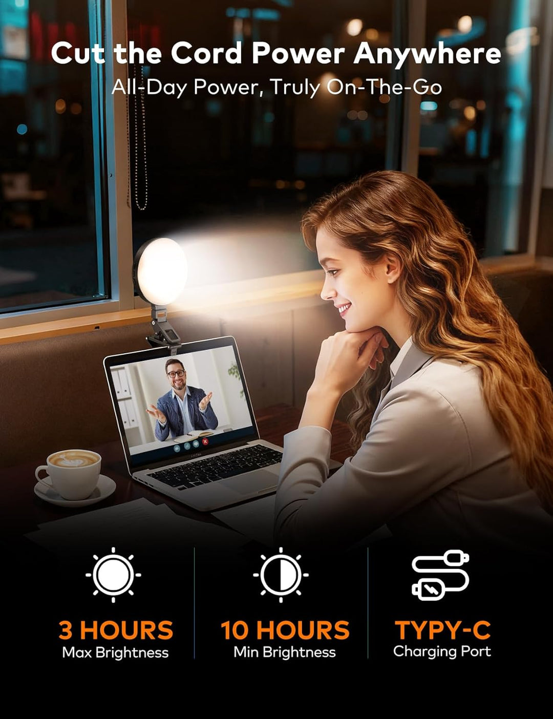 4 Zoll Ringlicht Monitor für Videotelefonie, Handylicht mit USB-aufladbar, Upgrade-Clip für 2 Montag
