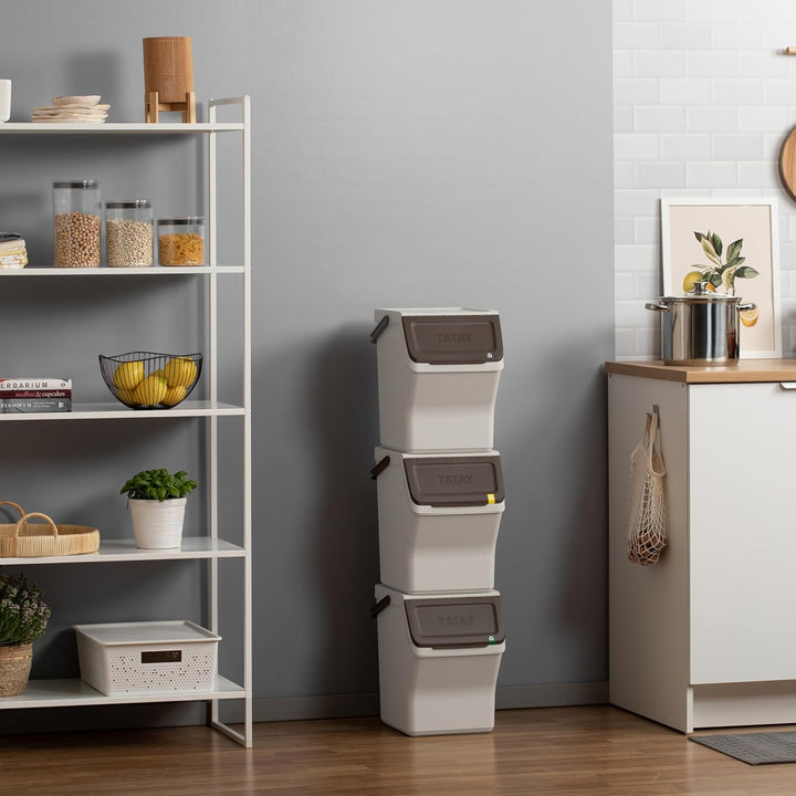 TATAY Mülltrennsystem Küche | 1 Biomülleimer Smart 6L mit Halterung und Schrauben + 3 Easy Waste Rec