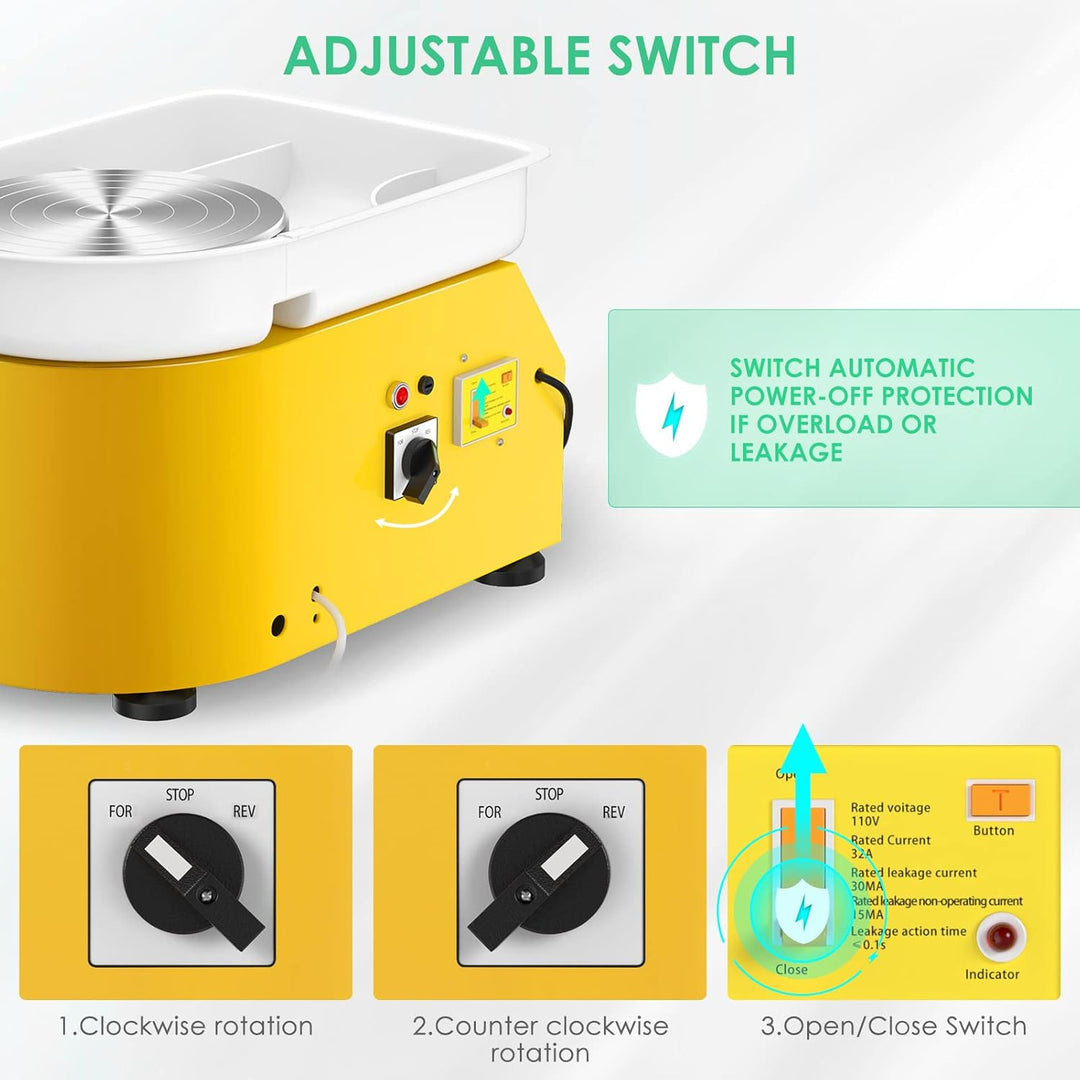 Elektrische Töpferscheibe, 25cm 350W Töpferscheibe Elektrisch profi mit Fusspedale,Keramikformmaschi