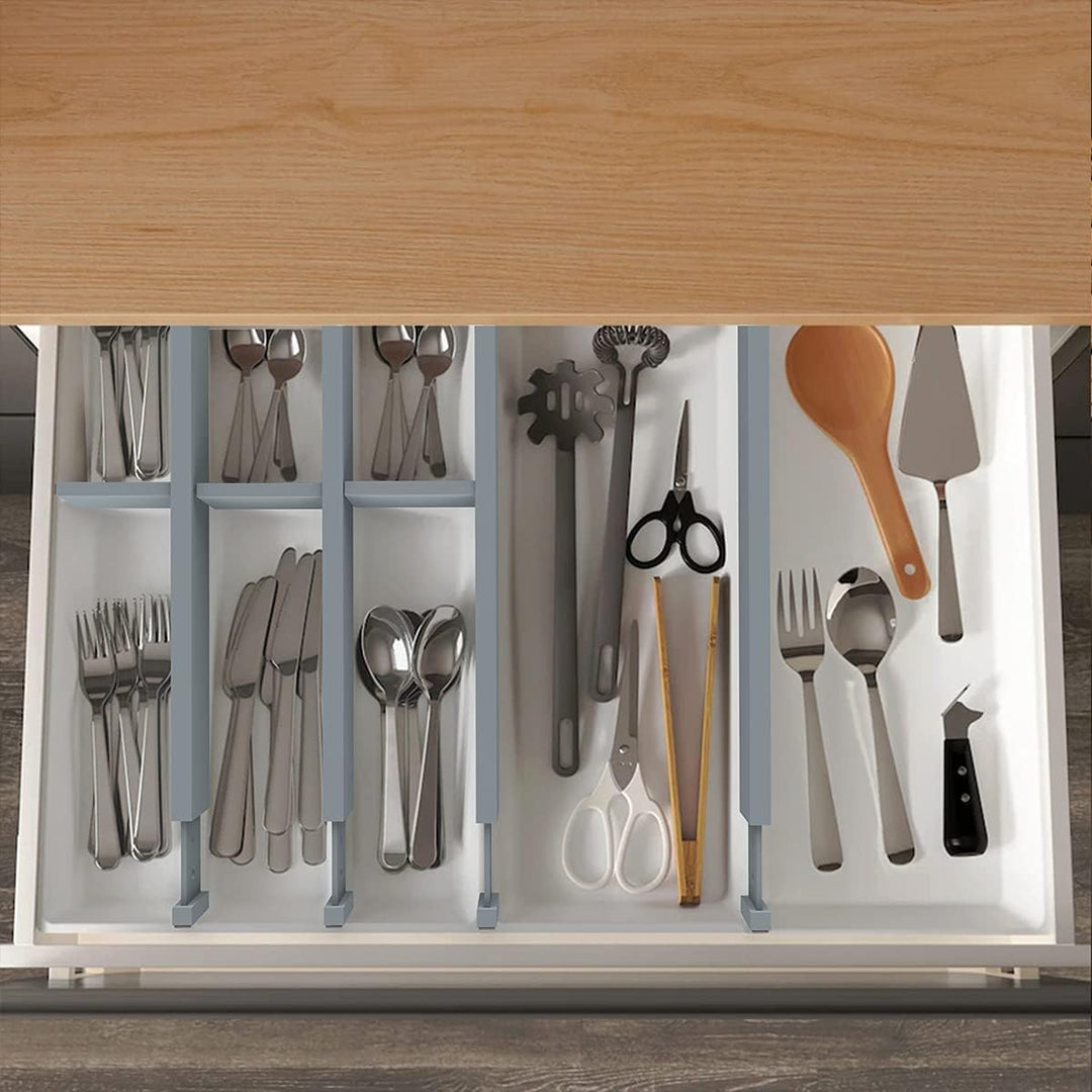 ANTOWIN Schubladentrenner Verstellbar Bambus (42.5-56.4cm), Schubladen Organizer, Gefedert, Küche, K