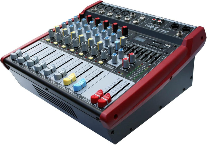 E-Lektron Live Power-Mixer 6-Kanal + Stereo - USB MP3 Bluetooth Mischpult integrierte Endstufe (ST-6