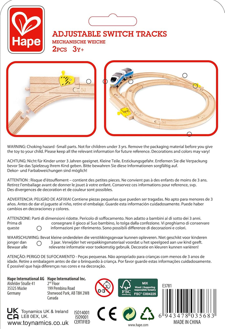 Hape Mechanische Y-Eisenbahnschienen 2 Stück Holz - Robustes Erweiterungsset für Holzeisenbahnen, kr