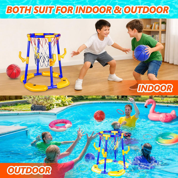 Pool Basketballkorb Set_Schwimmender Basketballkorb Blue-Yellow, Blue-Yellow