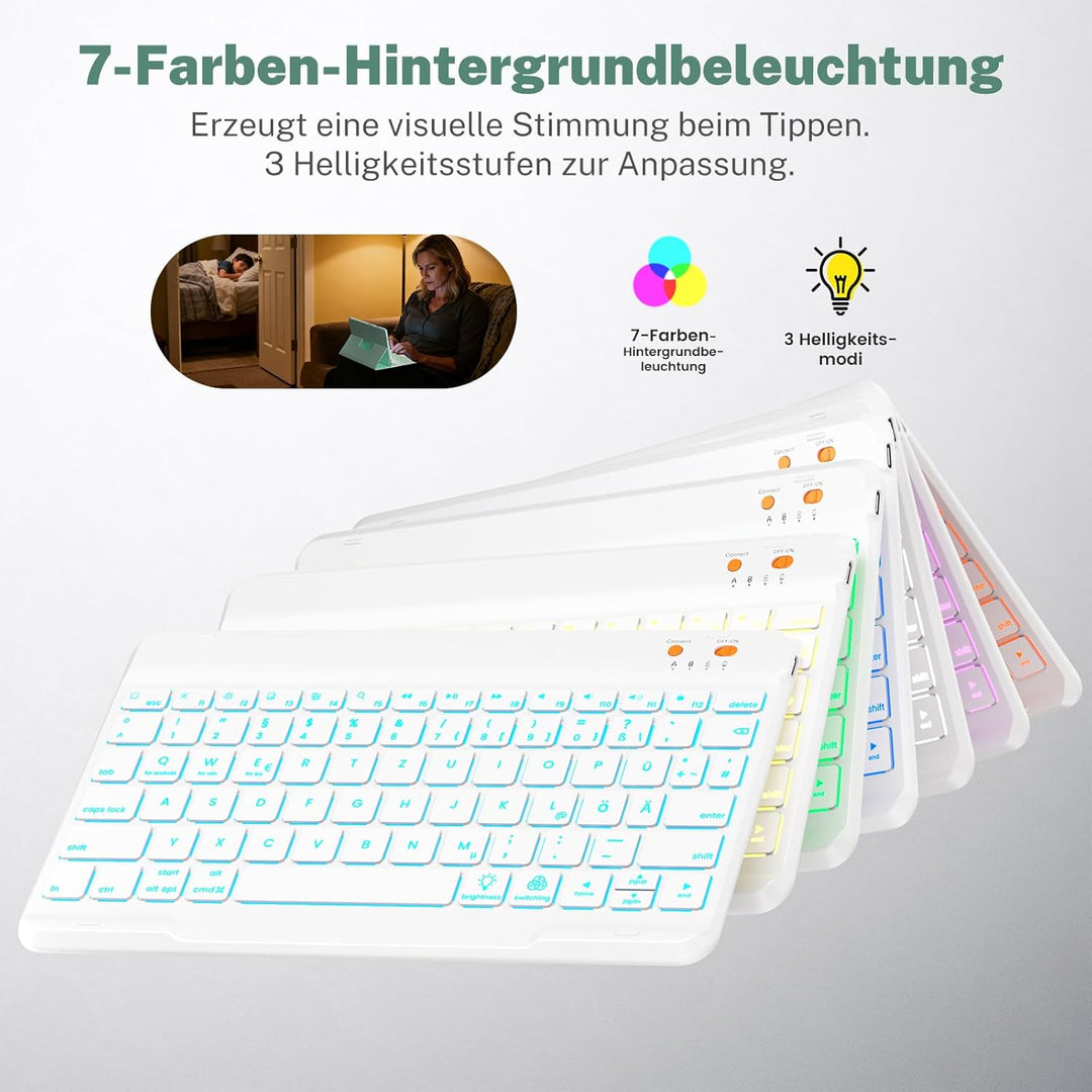 OYEEICE Hülle mit Tastatur für iPad 9/8/ 7 Generation 10,2 Zoll, Vergrösserte Anti-Falloff Tastenkap