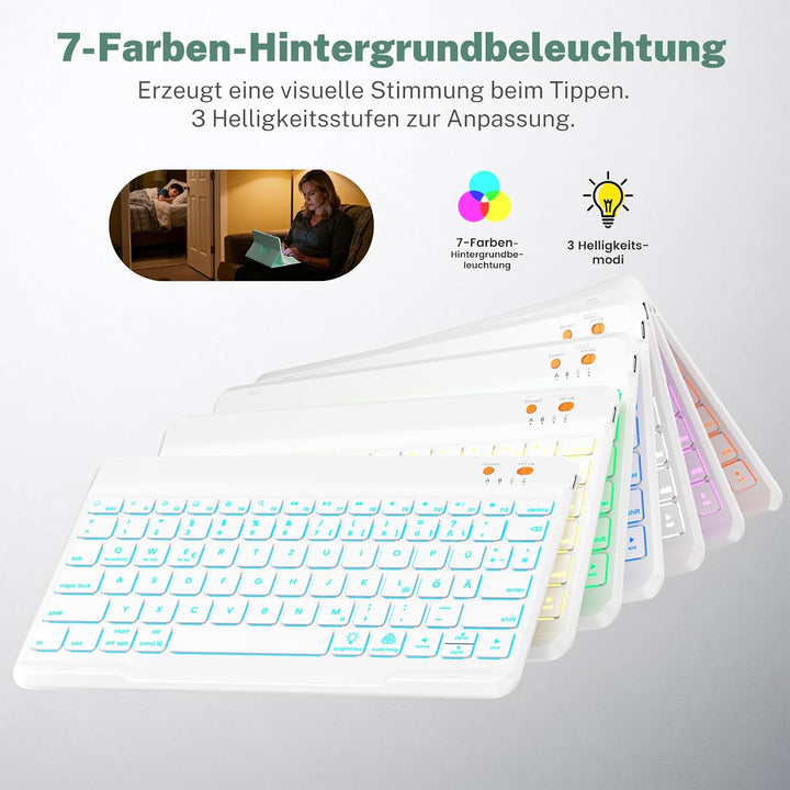 OYEEICE Hülle mit Tastatur für iPad 9/8/ 7 Generation 10,2 Zoll, Vergrösserte Anti-Falloff Tastenkap