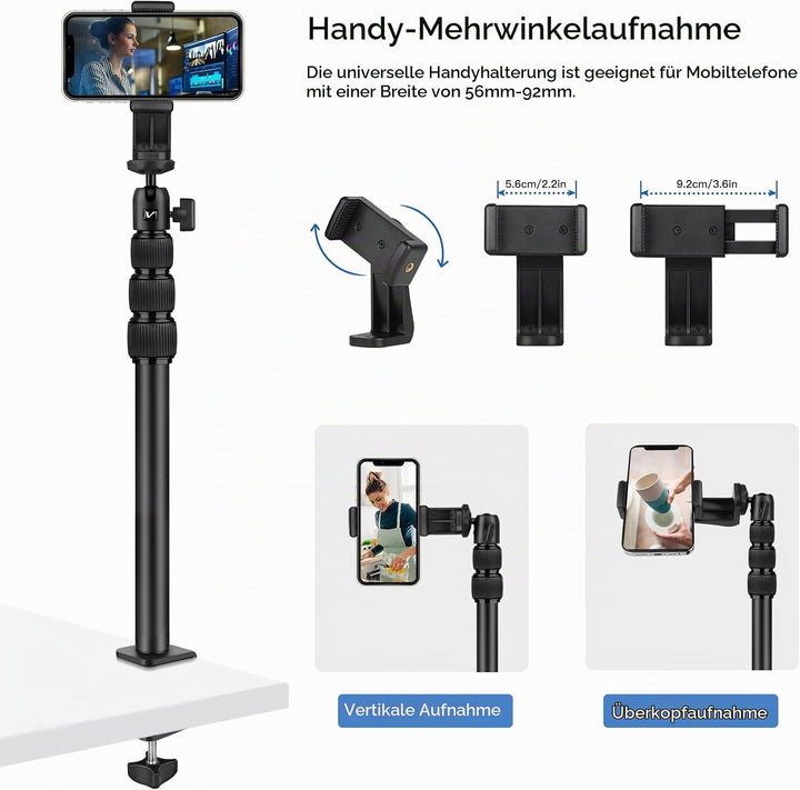 Victiv Kamera Tischstativ für DSLR Canon, 37cm-105cm Handy Tisch Stativ mit Handyhalterung for Smart