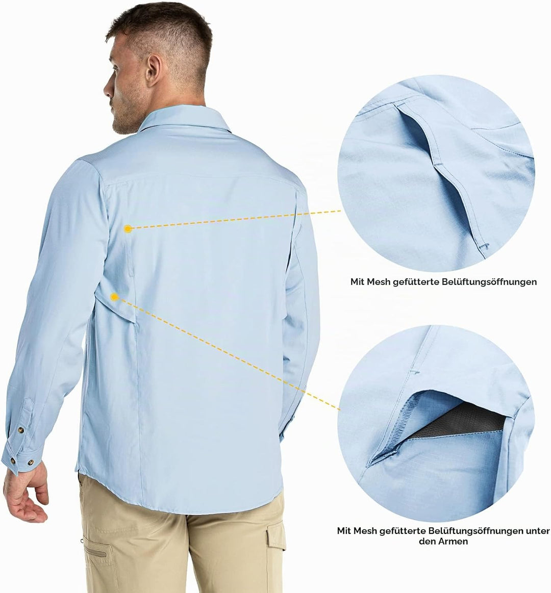 Outdoor Ventures Hemd Herren Freizeithemd Langarm Outdoor Shirt Atmungsaktive Schnell Trocknende Fun