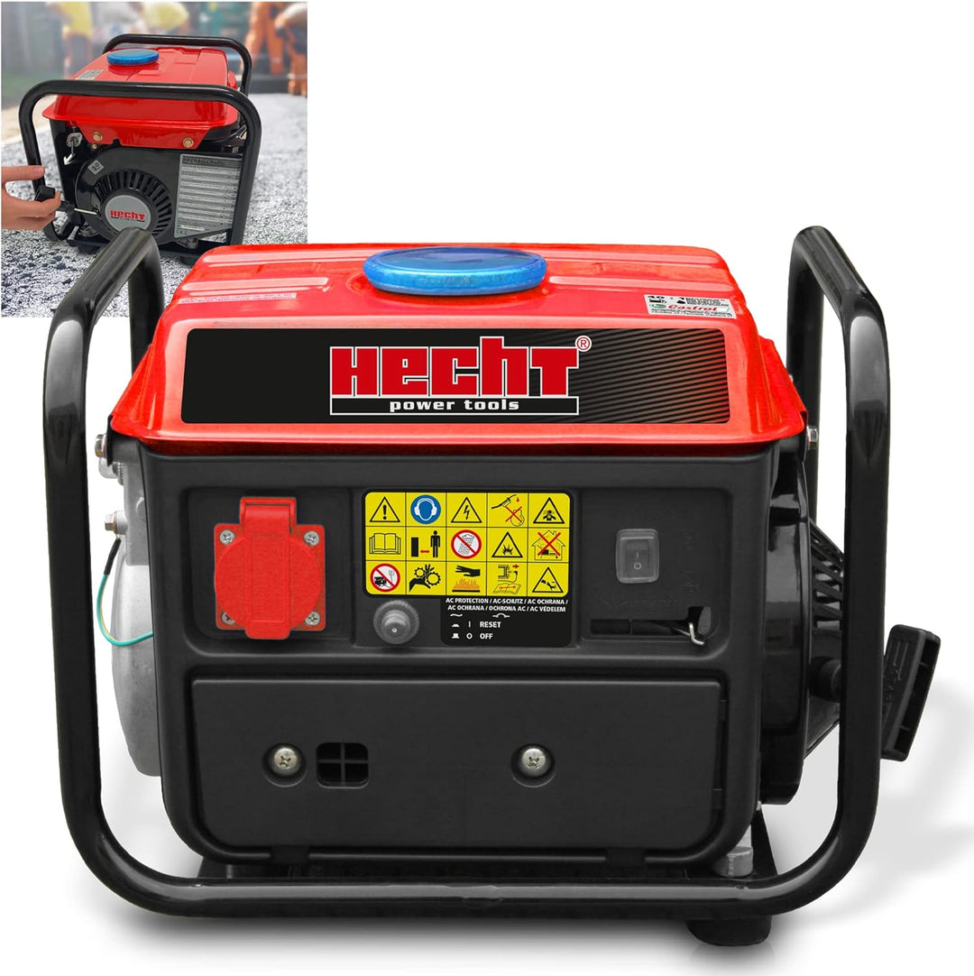 HECHT Stromgenerator – 720 Watt – 2-Takt Motor – 230V Steckdose – Stromaggregat mit robustem Trage-