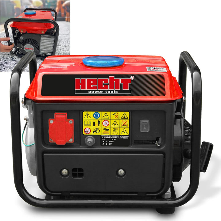 HECHT Stromgenerator – 720 Watt – 2-Takt Motor – 230V Steckdose – Stromaggregat mit robustem Trage-