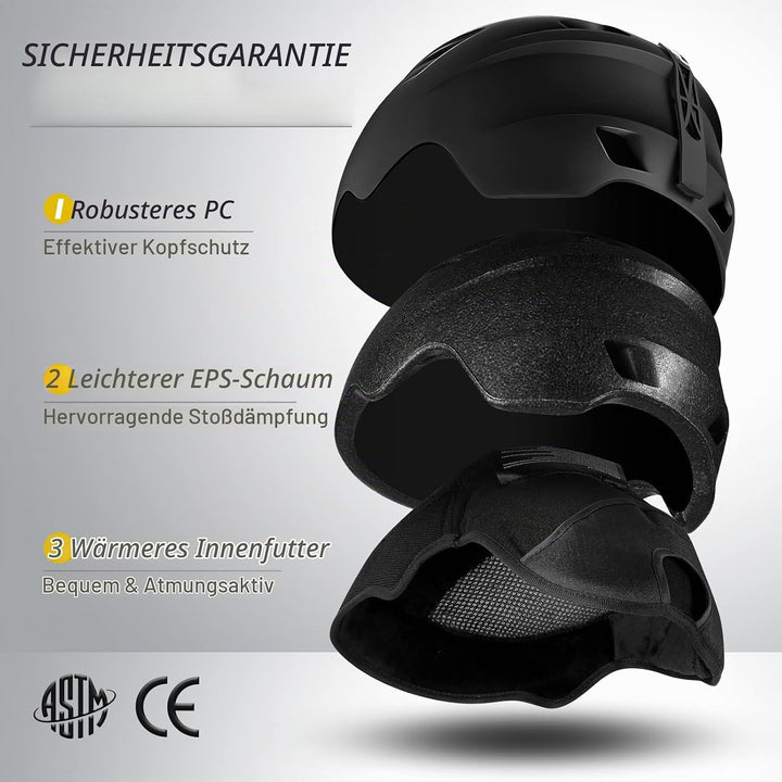 Odoland Skihelm und Skibrille Set Snowboardhelm mit Snowboardbrille für Damen und Herren Ski Goggles