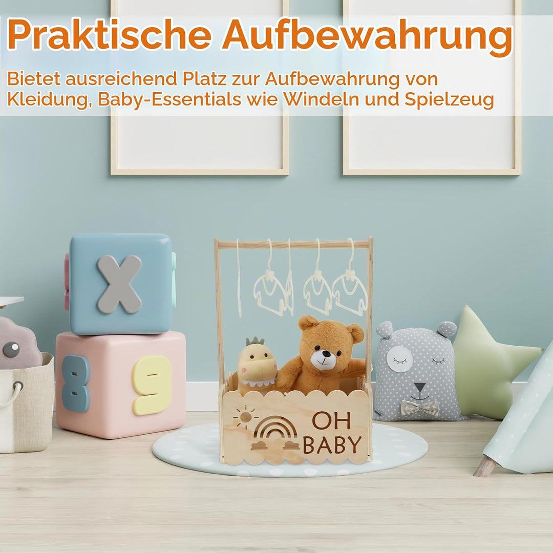 Babykorb Geschenk mit Griff,Holzkiste für Babyparty,Schrank Babypartykisten aus Holz,Multifunktional