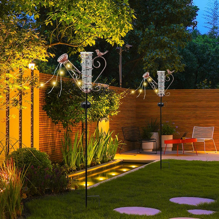 Regenmesser für Garten, Solar Outdoor Regenmesser Frostsicher, Niederschlagsmesser mit Erdspiess und
