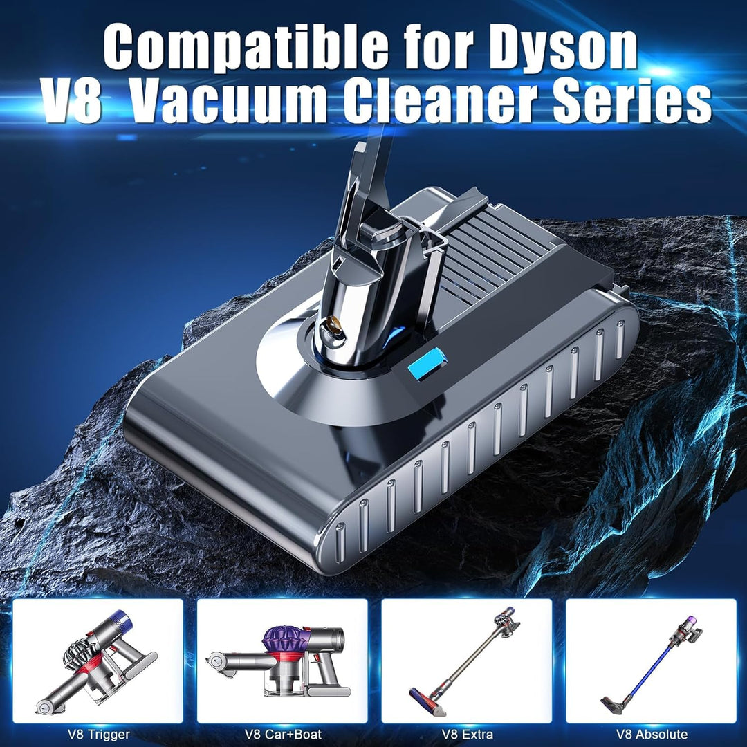 21.6V 8000mAh Ersatzakku für Dyson V8 Akku Kompatibel mit Dyson Akku V8 SV10 Absolute Animal Motorhe