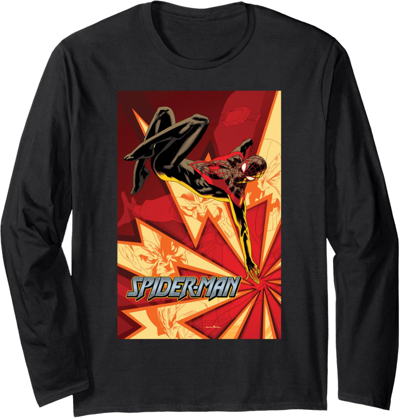 Marvel Spider-Man Action Shot Poster Langarmshirt