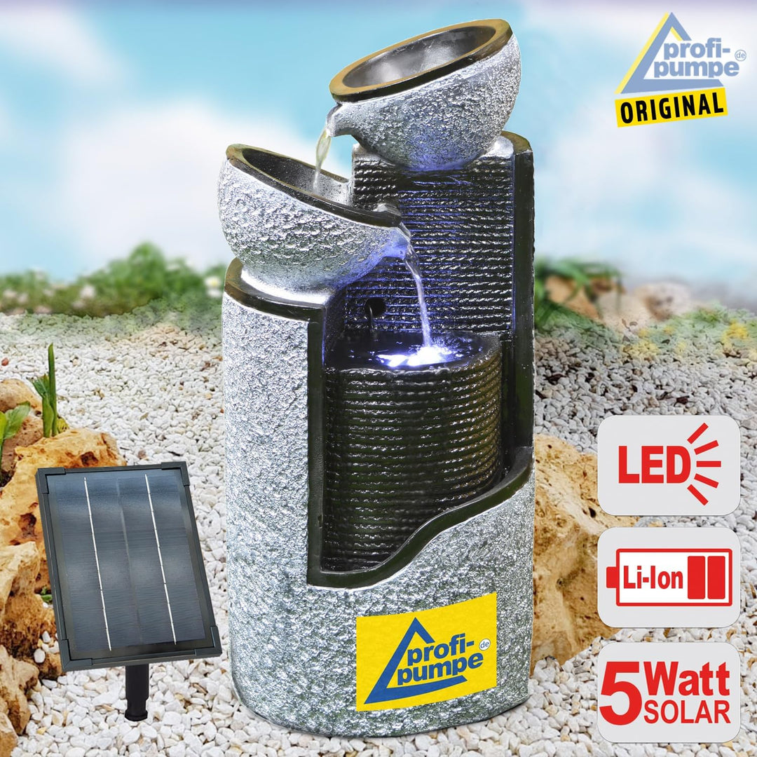 AMUR Solar Gartenbrunnen Brunnen Solarbrunnen Zierbrunnen Wasserfall Gartenleuchte Teichpumpe für Te