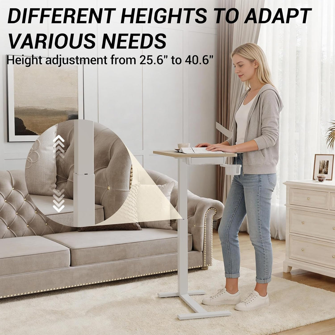 Beistelltisch,Sofatisch Mit Rollen,c-Form,Mobiler Kaffeetisch 68.58 * 40.64 * 65cm,Betttisch Höhenve