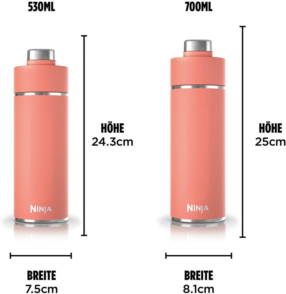 Ninja Thirsti Wasserflasche, Thermobecher to go, 700ml, auslaufsicherer Deckel, für kohlensäurehalti