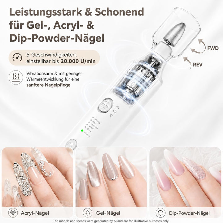Nagelfräser Kabellose Elektrische Nagelfeile, Maniküre Pediküre Set 5 Elektrisch, Professionell Elek