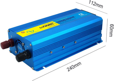 Yinleader Wechselrichter 1000W /2000W 12V 230V Reiner Sinus Spannungswandler mit 1 Steckdose 2 USB A