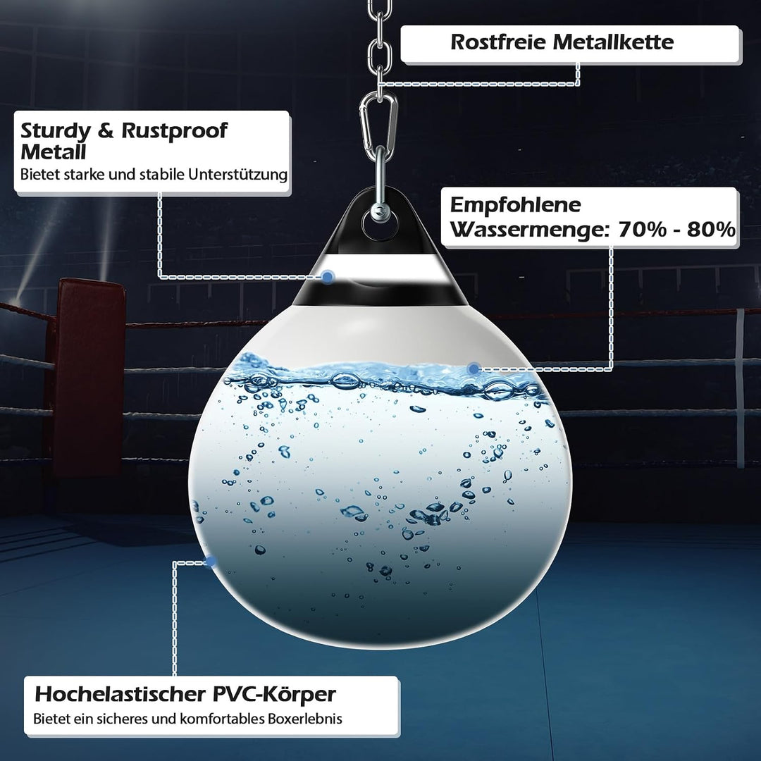 COSTWAY Ø45cm/55cm Wasserboxsack, 50 kg/80kg Boxing Punching Bag mit Verstellbarer Metallkette, Sich
