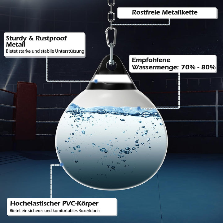 COSTWAY Ø45cm/55cm Wasserboxsack, 50 kg/80kg Boxing Punching Bag mit Verstellbarer Metallkette, Sich