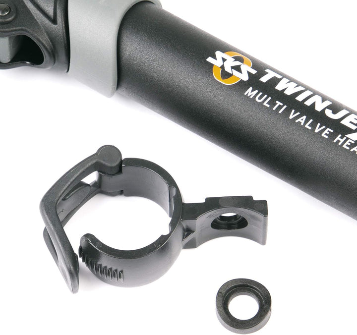 SKS Germany TWINJEX Minipumpe (Luftpumpe für alle Ventilarten, ergonomischer Griff, zuschaltbare Hoc