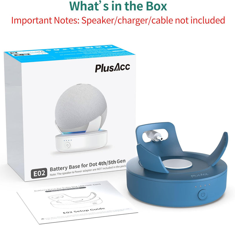 PlusAcc Dot 4.&5. Gen Akku - Tragbare Batterie Base Ständer Zubehör (Nur Akku) (Blau), Blau