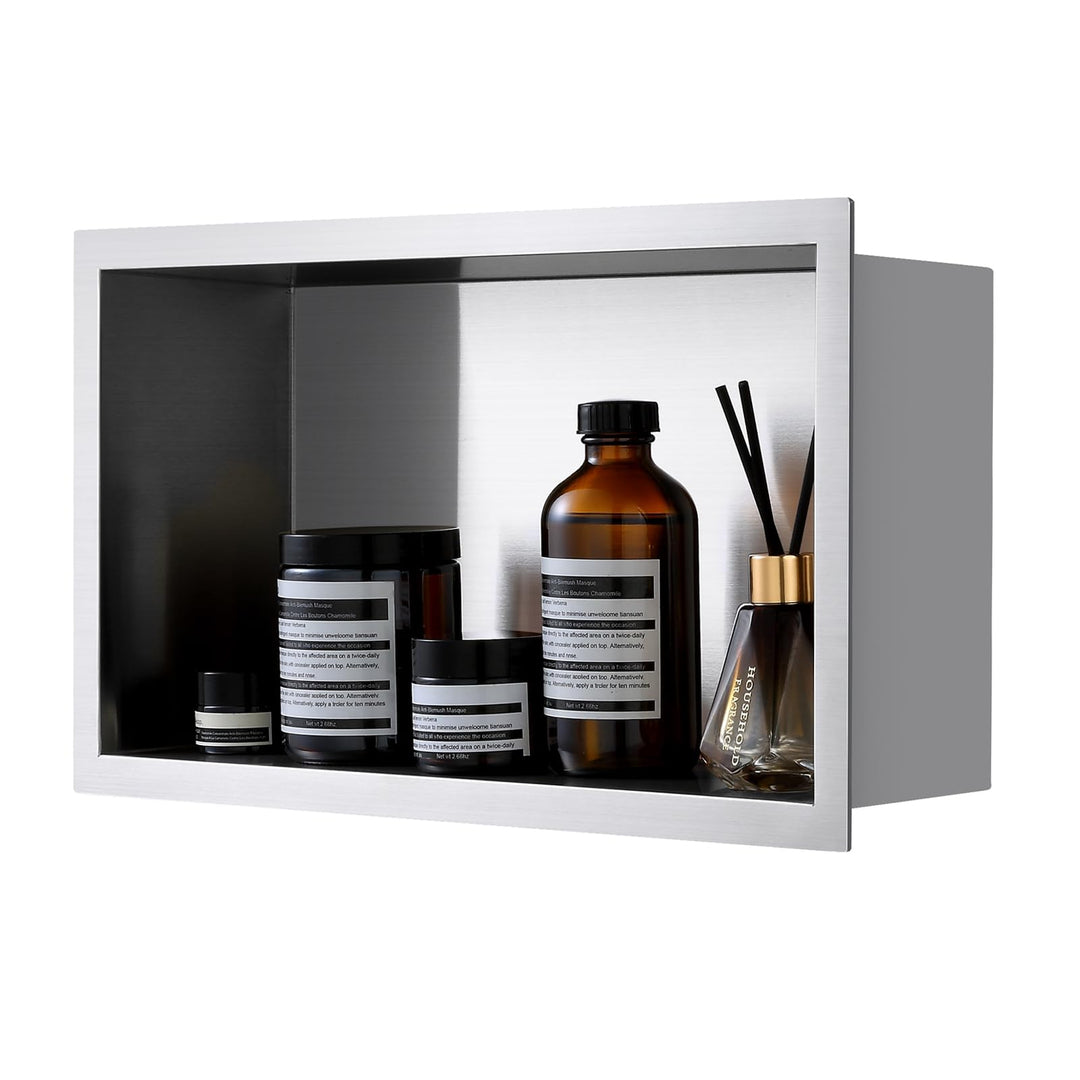 ROVOGO 40 x 20 x 10 cm Wandnische Dusche Edelstahl 304, Eingebettete Duschnische Einzelregal Lagerun