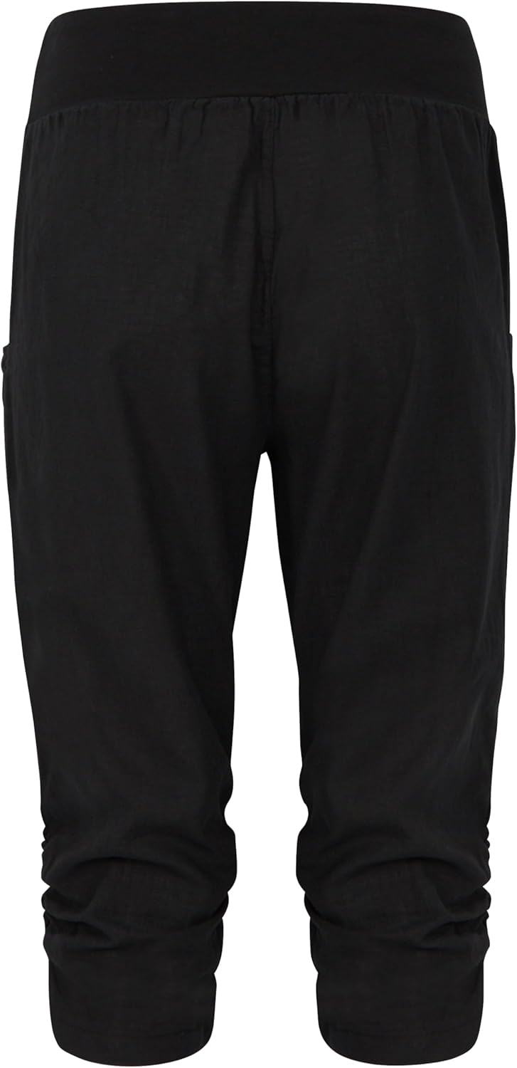 Malito Damen Hose aus Leinen | Stoffhose in Uni Farben | Freizeithose mit Knöpfen | Chino - Capri -