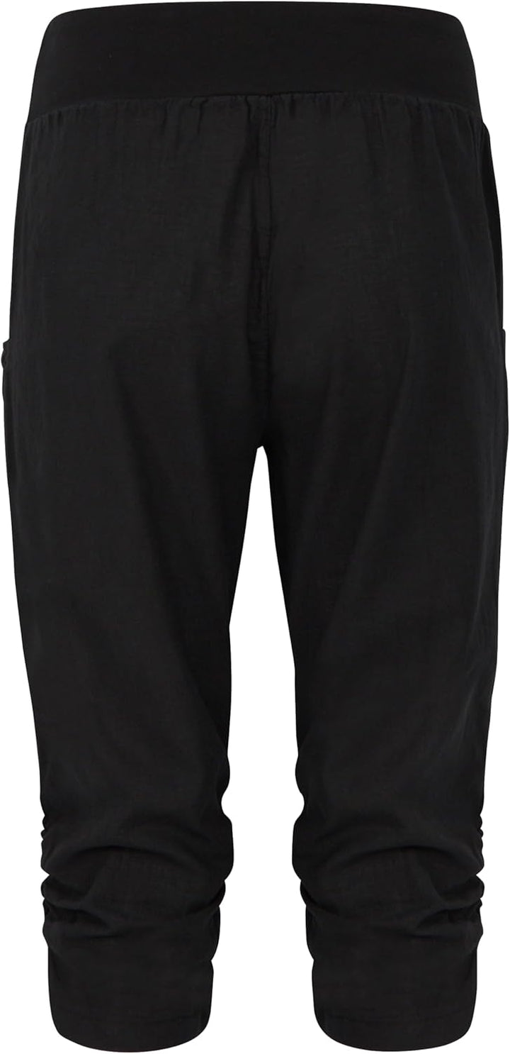 Malito Damen Hose aus Leinen | Stoffhose in Uni Farben | Freizeithose mit Knöpfen | Chino - Capri -