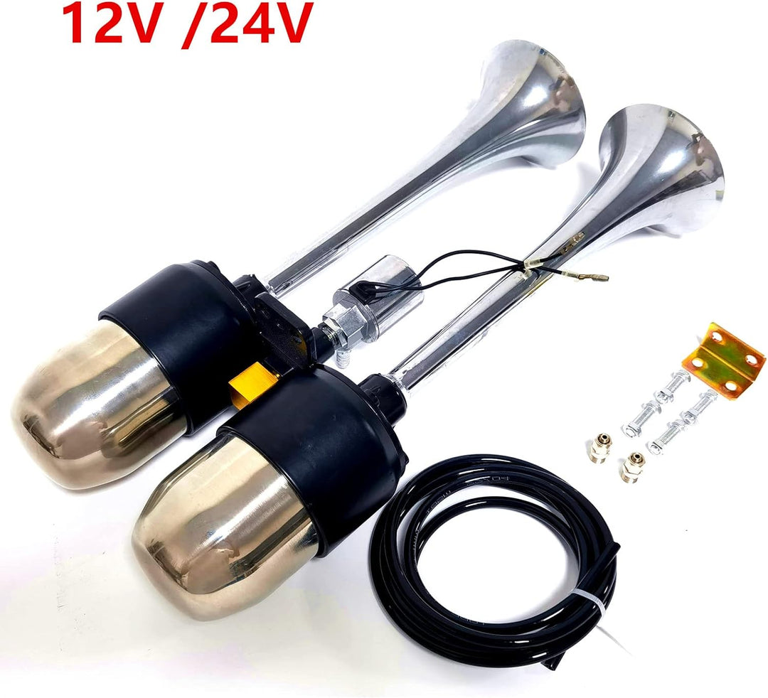 YIYIDA Air Horn Autohupe Schiffshupe Verlängern Sie den Ton Lufthupe Zinkchrom Doppelsilberlautsprec