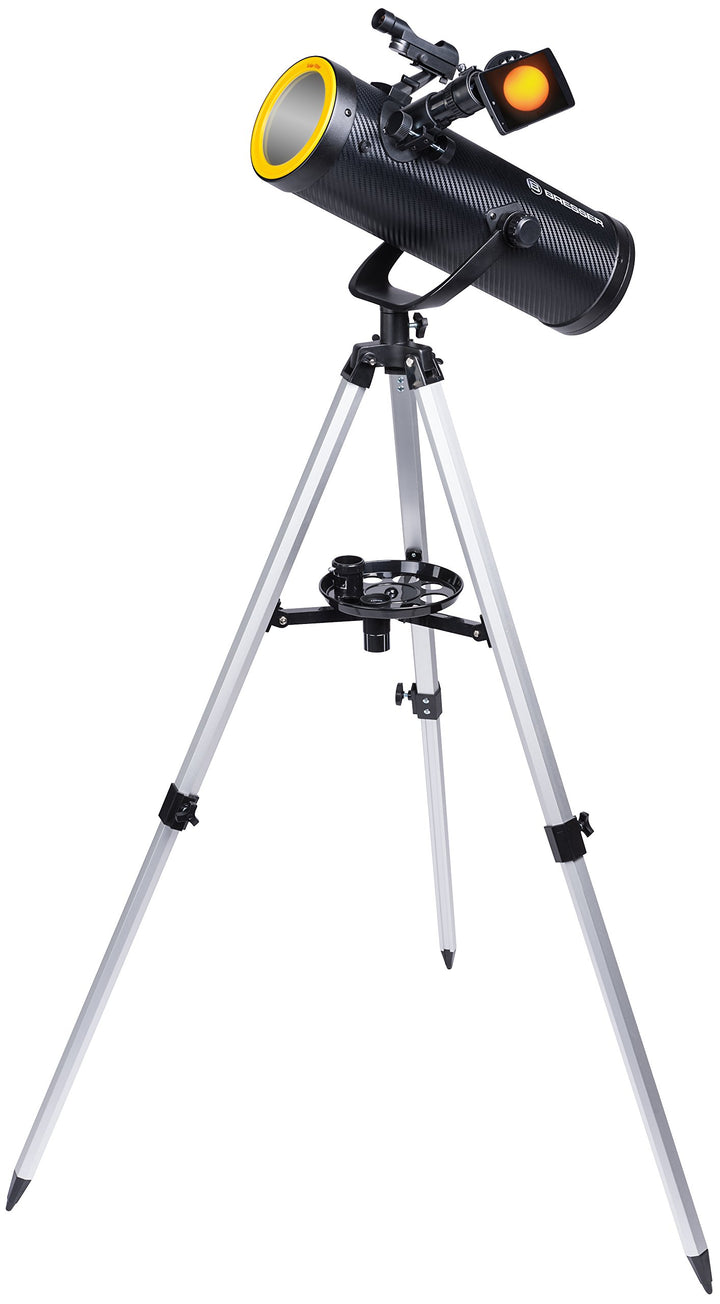 Bresser Teleskop Solarix 114/500 mit Smartphone Kamera Adapter und Sonnenfilter für Beobachtungen de