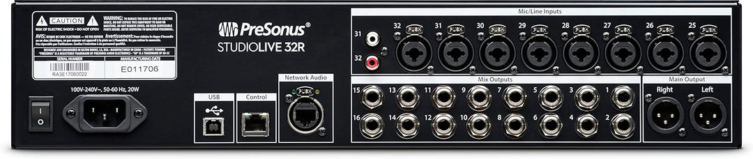 PreSonus StudioLive 32R, 34-Eingang, 32-Kanal Rack-Mixer mischpult, Stage Box und Audio-Interface 32